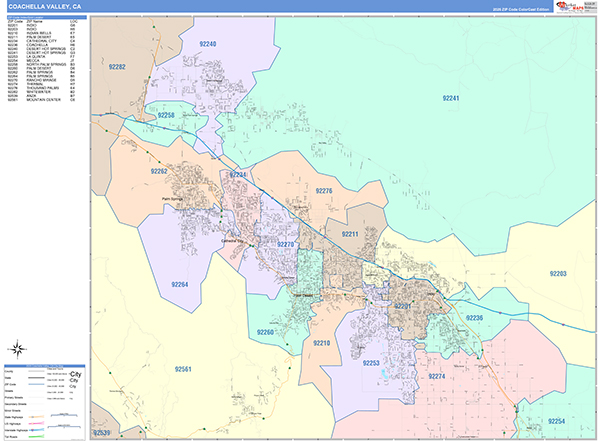 Coachella Valley Map Color Cast Style
